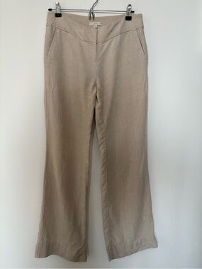 Ann Taylor LOFT Neutral Wide Leg Linen Marisa Trousers Size 0
